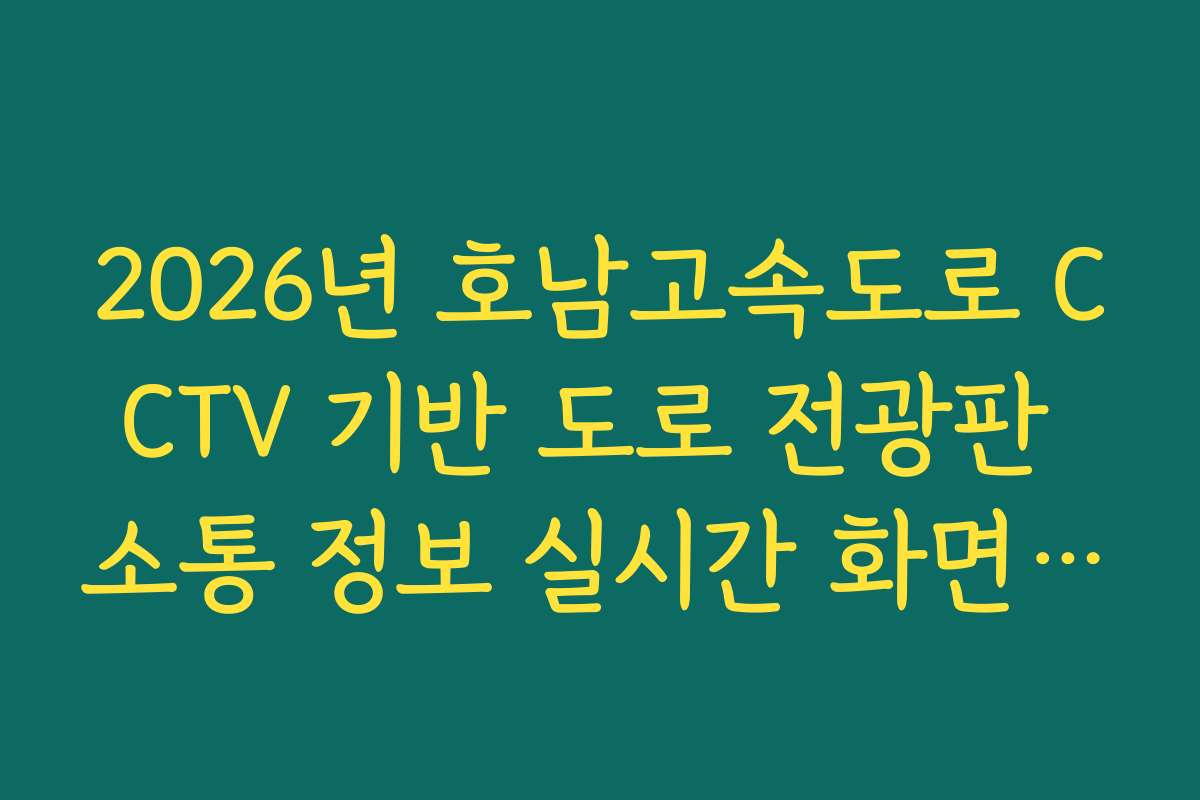 2026년 호남고속도로 CCTV 기반 도로 전광판 소통 정보 실시간 화면 대조