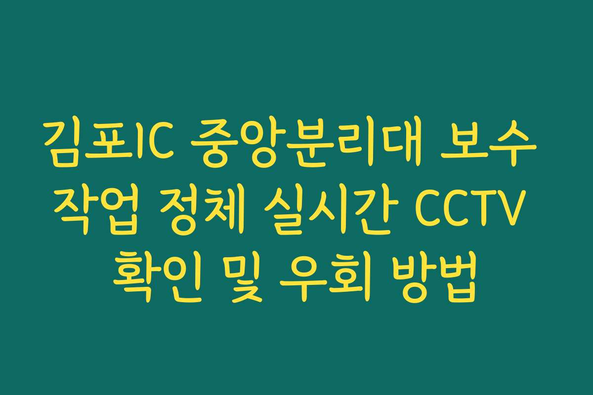 김포IC 중앙분리대 보수 작업 정체 실시간 CCTV 확인 및 우회 방법