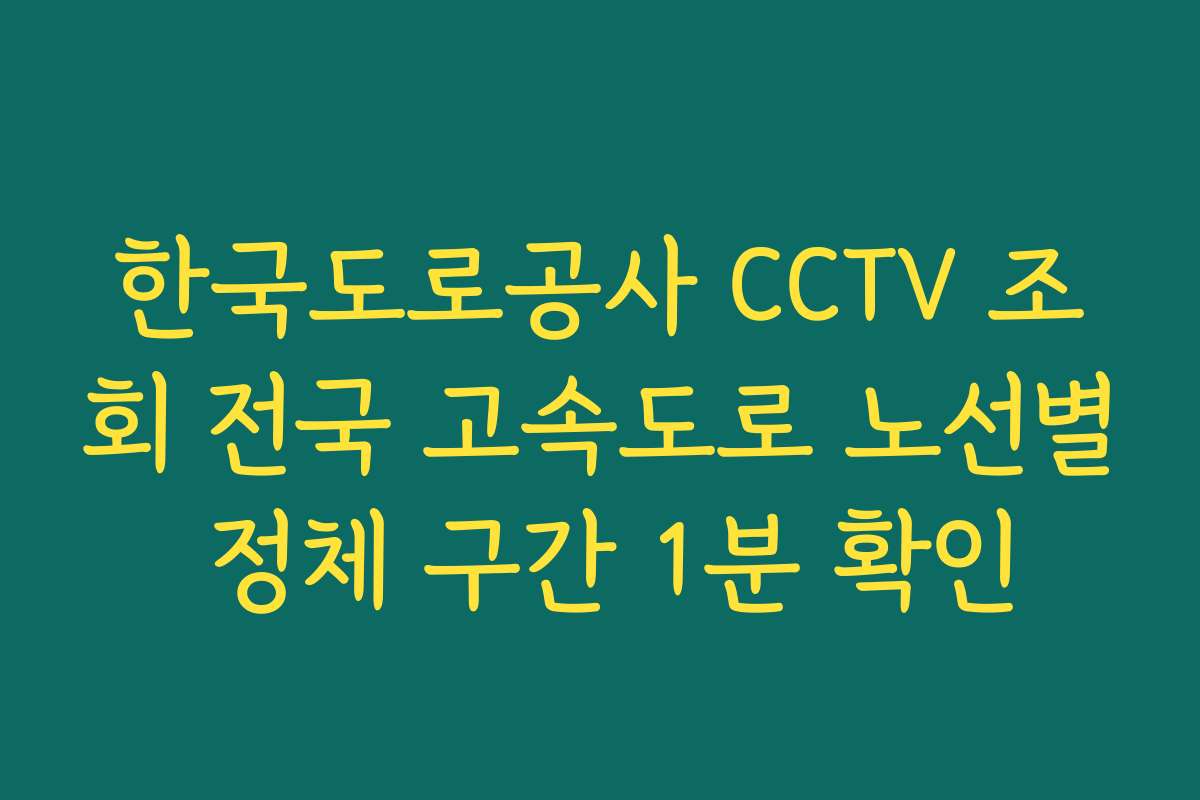 한국도로공사 CCTV 조회 전국 고속도로 노선별 정체 구간 1분 확인