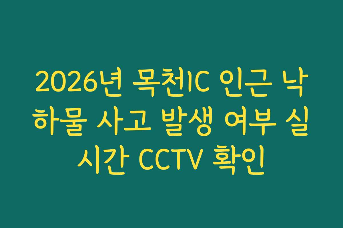 2026년 목천IC 인근 낙하물 사고 발생 여부 실시간 CCTV 확인