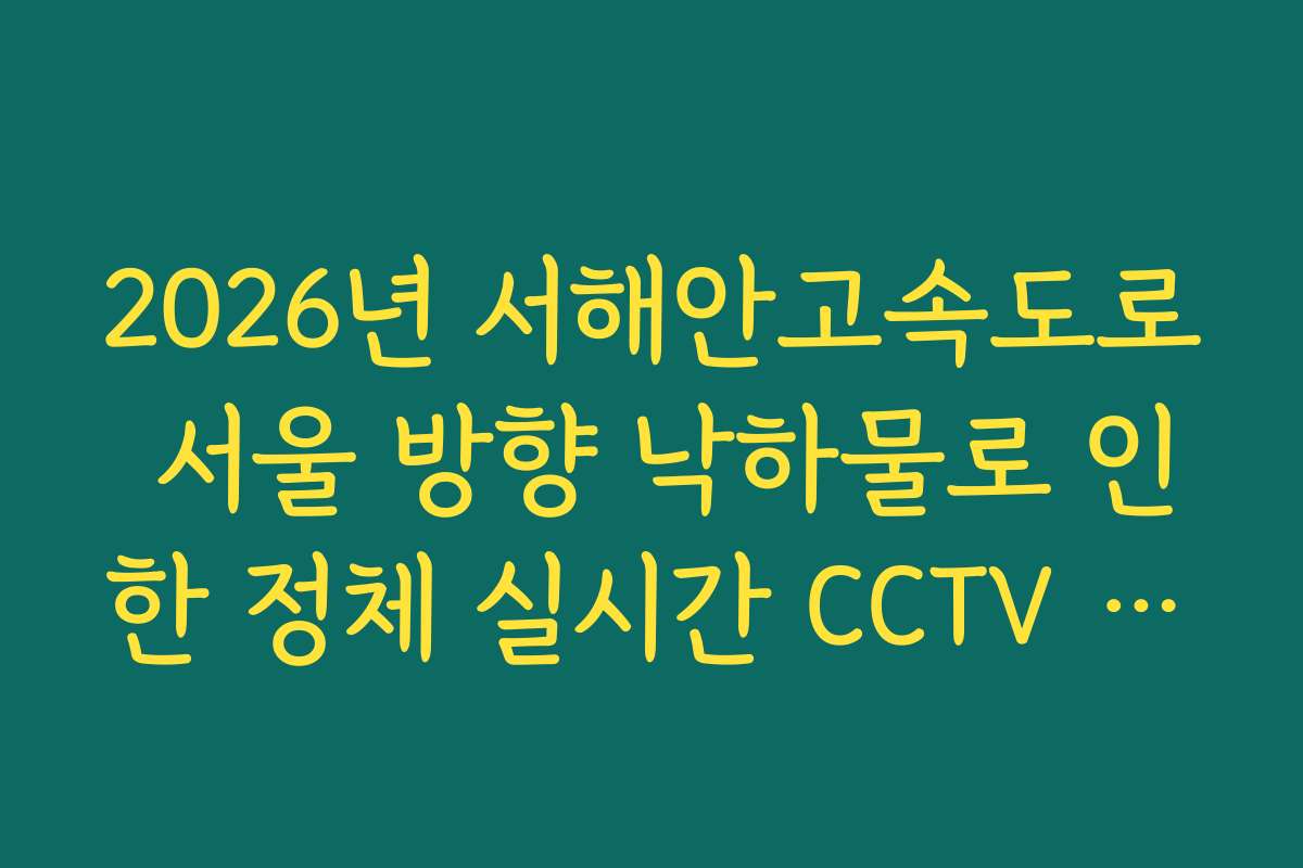 2026년 서해안고속도로 서울 방향 낙하물로 인한 정체 실시간 CCTV 확인