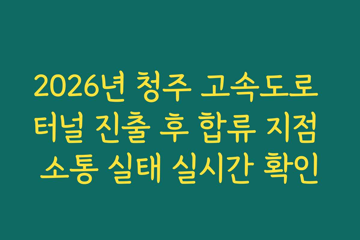 2026년 청주 고속도로 터널 진출 후 합류 지점 소통 실태 실시간 확인