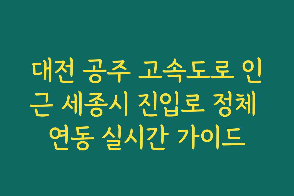 대전 공주 고속도로 인근 세종시 진입로 정체 연동 실시간 가이드
