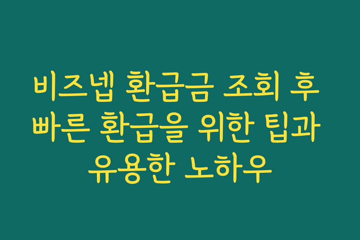 비즈넵 환급금 조회 후 빠른 환급을 위한 팁과 유용한 노하우